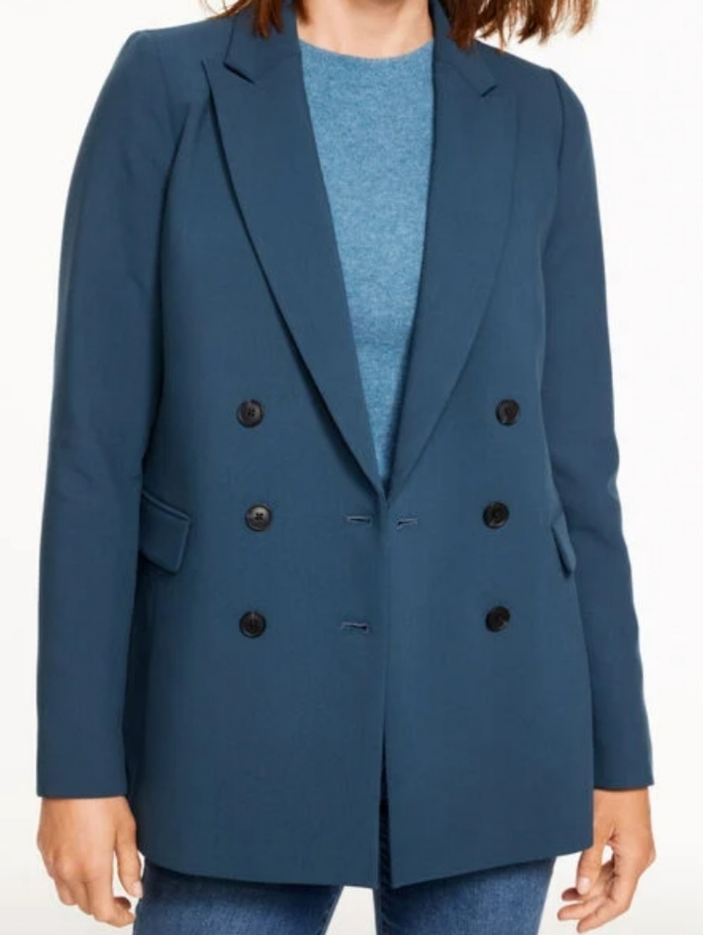 Talbots Double-Breasted Women's Twill  Blazer Midnight Sky Plus Size 18 Petite
